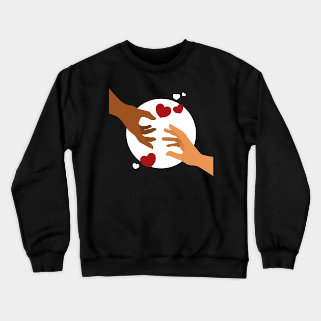 Helping Hand Hearts Crewneck Sweatshirt by Mako Design 